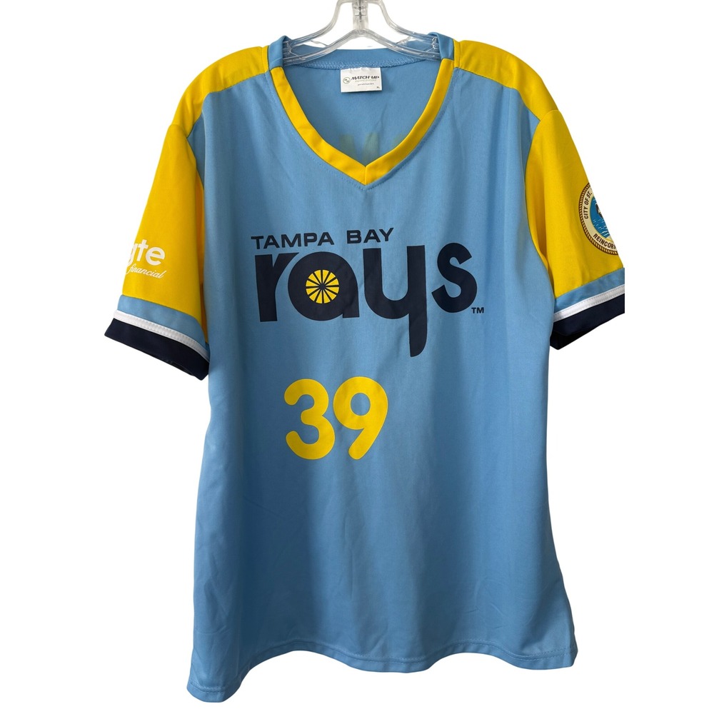Tampa Bay Rays Kevin Kiermaier 39 Jersey Blue/Yellow Men XL MatchUp MLB Baseball